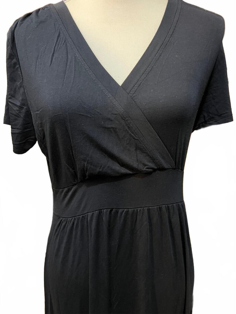 LL Bean Soft Stretchy Jersey Knit Pullover A-Line Navy Blue Dress-Size Medium - Picture 3 of 6